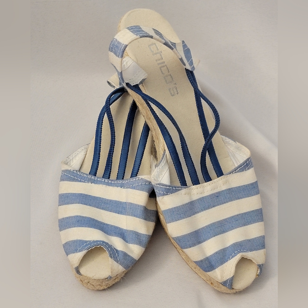 Chico's Jessa Canvas Espadrille Shoes Size 11